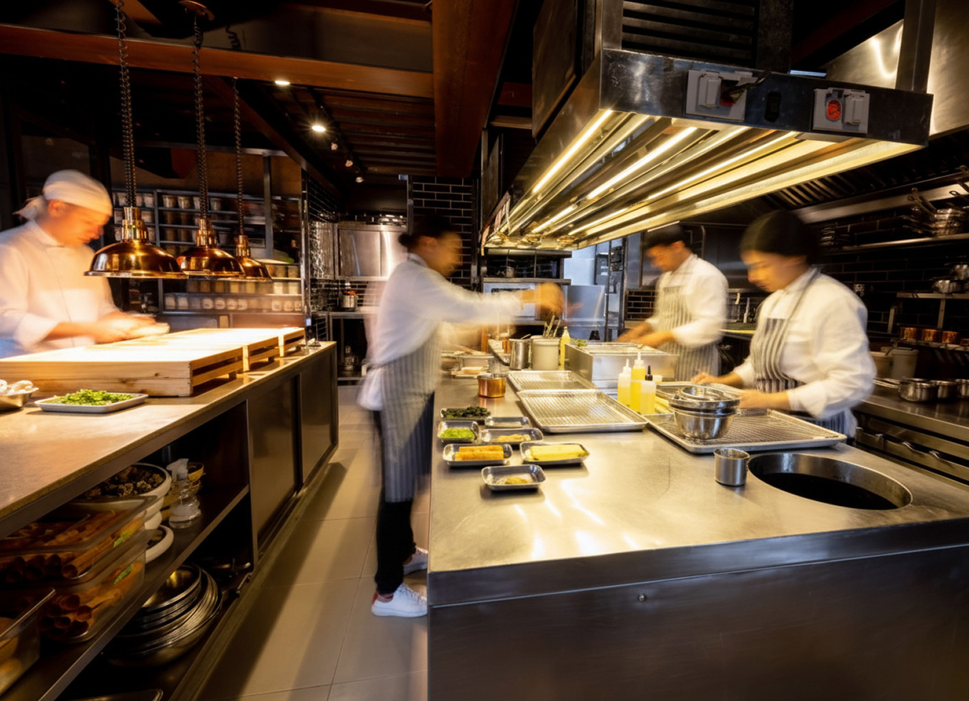 Restaurant service professionals working together