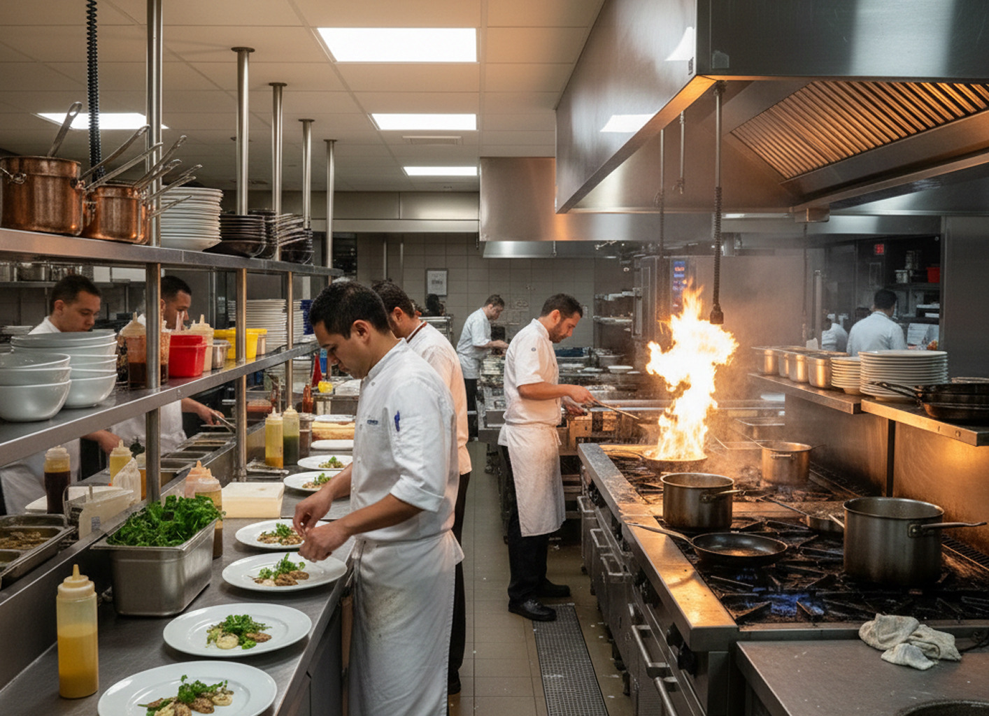 Restaurant service professionals working together